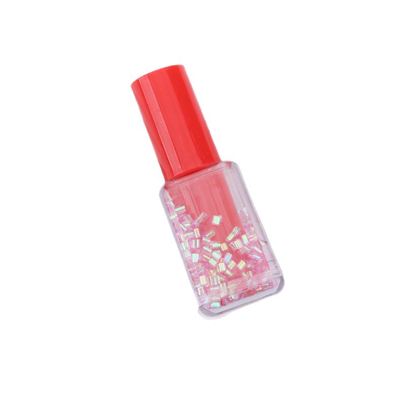 Pluma resaltador de botella de esmalte de uñas de forma linda, frasco corto de botella de una sola cabeza, lápiz labial, frasco de botella de lápiz labial de cuatro esquinas, bolígrafo de arena movediza