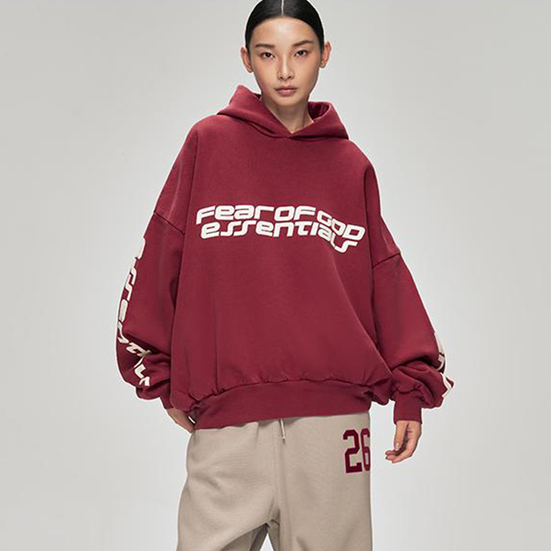 25Fw Essentials American Niche Trendy Brand Autumn and Winter Velvet Loose Hooded Sweatshirt for Men and Women Couples Trendy