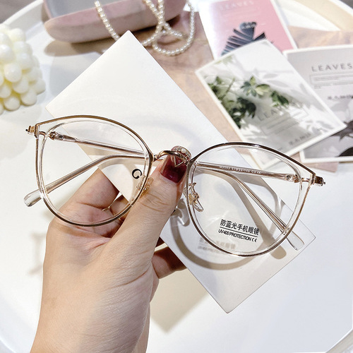 M2053 Xiaohongshu recommends irregular anti-blue light mobile phone glasses frame, compact and portable, men and women's myopia glasses