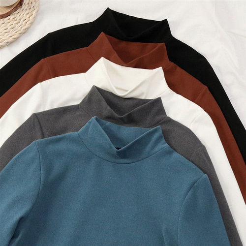 Double-sided plush winter and autumn warm long sleeve men's padded and thick half-high collar slim fit base sweater cold resistant