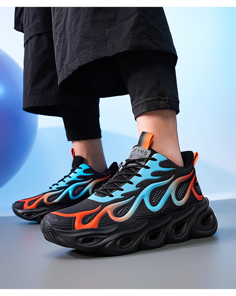 Herren Herbstsport 2024 neue atmungsaktive ultraleichte Dämpfung Laufschuhe aus weißem Casual Mesh mit dicker Sohle_voghion.com