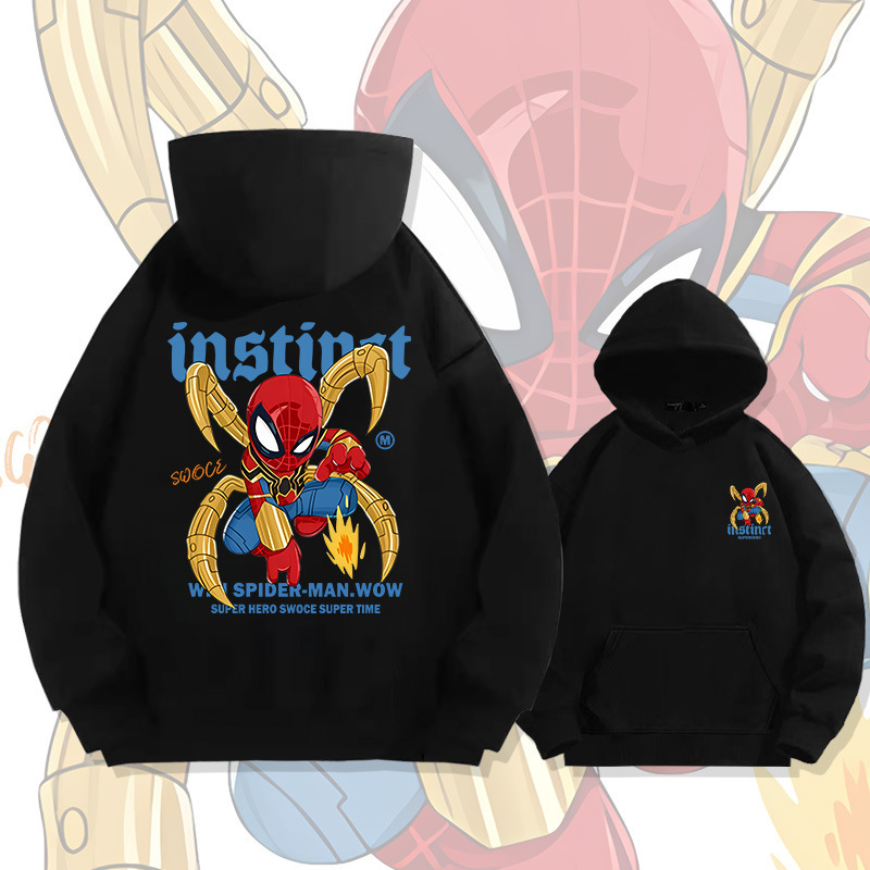European and American Marvel Spider-Man hooded pullover sweater men's autumn youth fashion brand loose off-shoulder long sleeve coat European and American Marvel Spider-Man hooded pullover sweater men's autumn youth fashion brand loose off-shoulder long sleeve coat