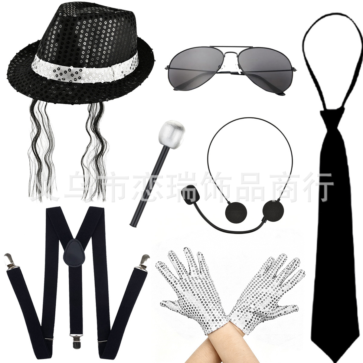 70s DISCO espectáculo accesorios esquinilla sombrero corbata guantes cinturón hombre conjunto Xiaoyin TEMU en stock