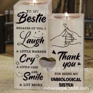 2023 Cross-border New Product Mother's Day Home Decorative Atmosphere Ornaments Heart-shaped Candle Holder Cross-border Wooden Ornaments 2023 Cross-border New Product Mother's Day Home Decorative Atmosphere Ornaments Heart-shaped Candle Holder Cross-border Wooden Ornaments
