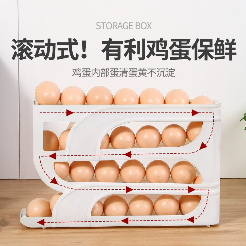 New refrigerator automatic rolling slide egg storage box Egg holder Egg rack Fresh box refrigerator side door