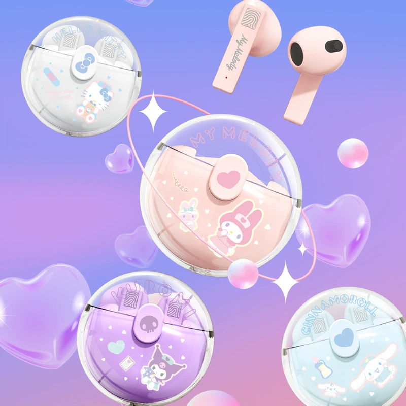 Ушки Санрио, cartoon наушники, трёхмерные затычки для ушей, bluetooth