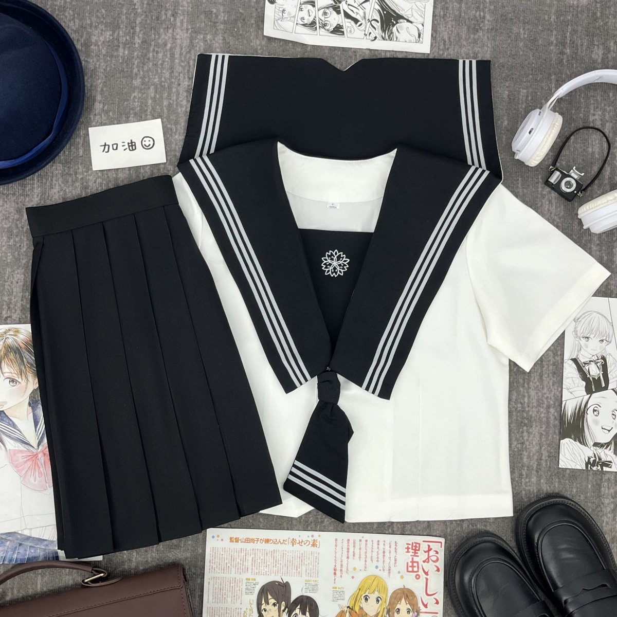 Оригинальная аутентичная униформа JK Sakura Guard, матросский костюм с черным воротником, японский стиль, средний костюм в консервативном стиле, классная униформа, короткий костюм с юбкой, готовый к продаже