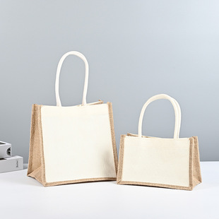 Linen Bag Custom Logo Advertising Supermarket Shopping Bag Gift Bag Souvenir Jute Handbag Cotton and Linen Bag