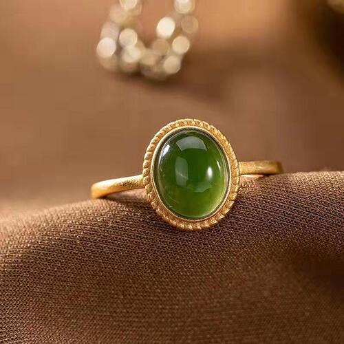 S925 Silver-plated Jade Ring with Natural Hetian Jade, Suitable for Hanfu and Cheongsam, Personalized Ring, Finger Ring Accessory for Women