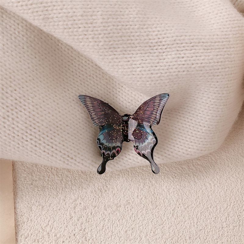 Super Fairy Retro Simulación Púrpura Azul Mariposa Clip Exquisito Flash Fino Clip de flequillo Horquilla Clip lateral Clip de pico de pato Accesorios para el cabello de todo fósforo