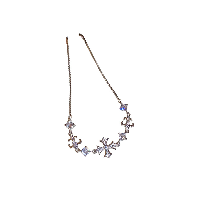 Pulsera ajustable con cruz de iris de circón, pulsera de todo fósforo exquisita de nicho, joyería de alta calidad de lujo ligero al por mayor
