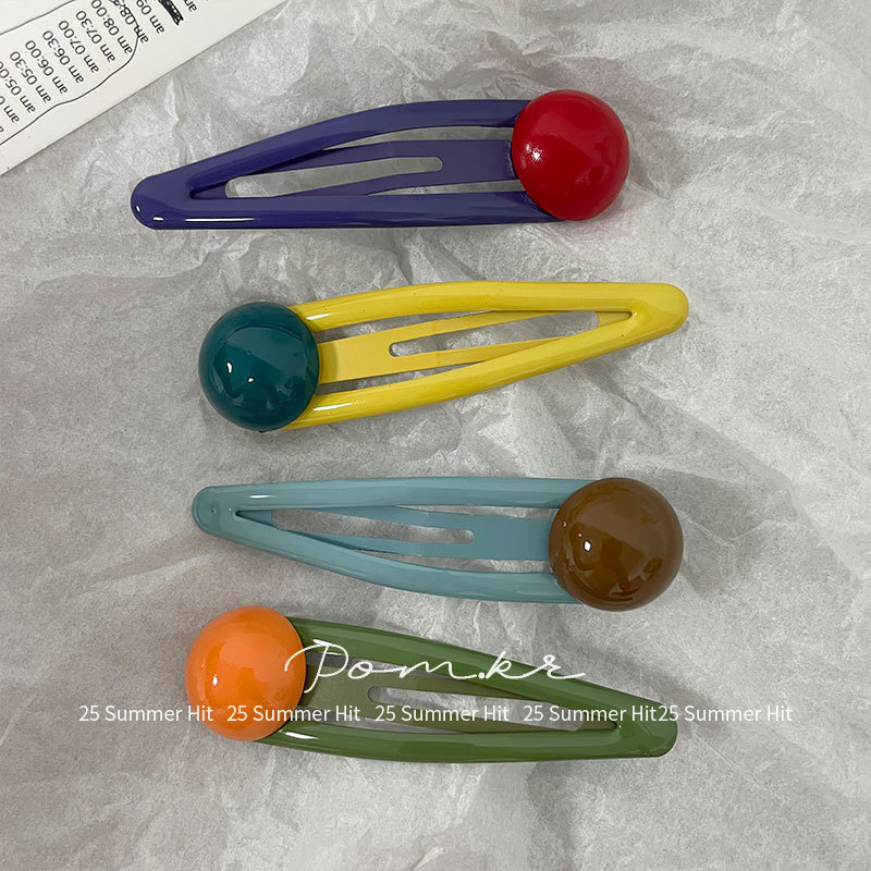 新款韩版撞色多巴胺豆豆发夹儿童大号水滴侧边碎发刘海夹掰掰夹女|undefined