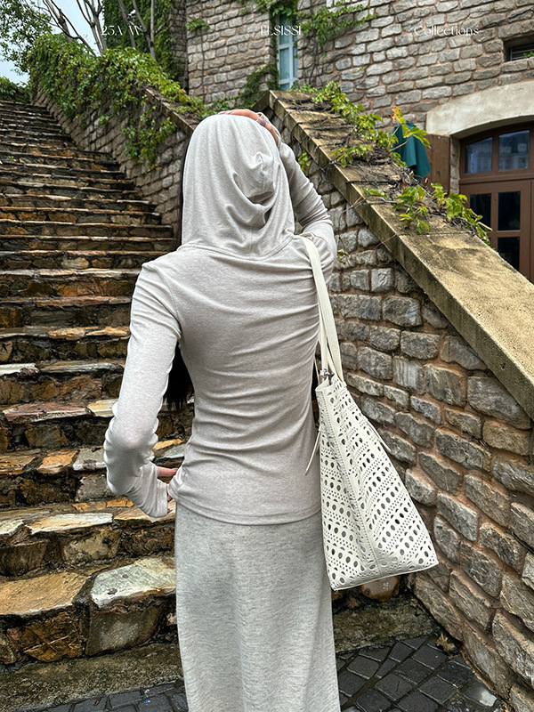 ELSISSI2025秋季半开襟拉链修身显瘦长袖连帽mardi卫衣女上衣外套|undefined