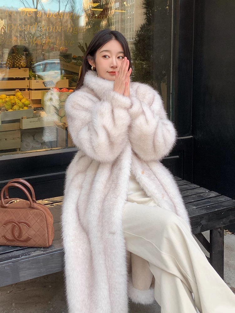 加厚毛毛外套长大衣气质冬皮毛一体狐狸高级草环保皮感女2025毛绒