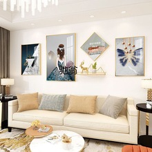 颗n客厅装饰画2023年新款轻奢沙发背景墙挂画高档大气壁画组合晶