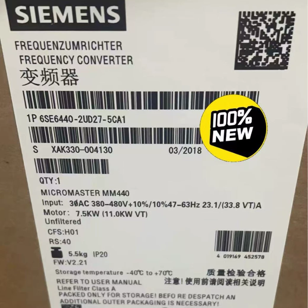 6SE6440-2UD27-5CA1 Преобразователь частоты Siemens MM440 7,5 кВт 380-480 В точечный
