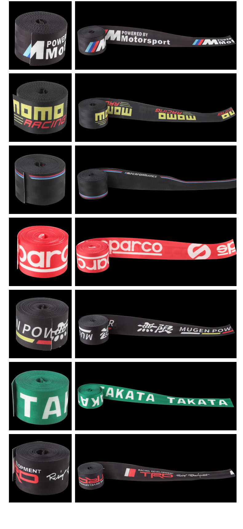 Car Modification 4.8cm Car Seat Belt Color Change Colorful Racing Safety Belt Nylon Webbing Car Accessories