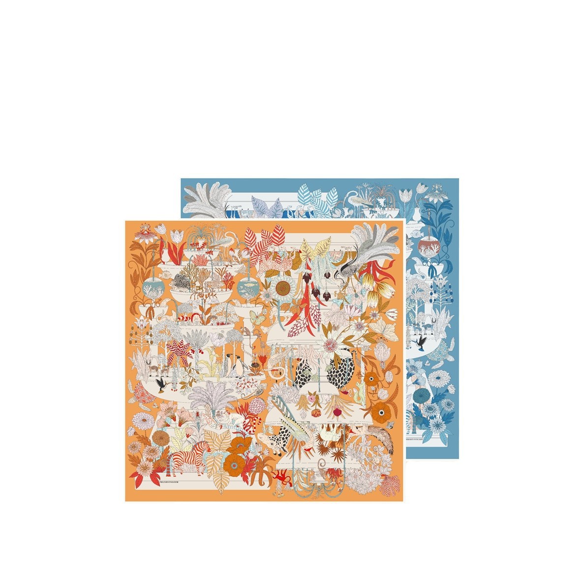 (2개) 90CM 새로운 캐슈 유니콘 레이디스 트윌 실크 컬링 양면 동일 꽃 다른 색상 대형 사각형 스카프 숄 스카프