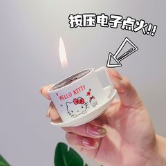 Matching Open-flame Coffee Cup with Hello Kitty, Kuromi, and Tartelet - Lighter for Girls' Birthday Gift