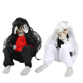 恐怖氛围道具新款整蛊搞怪 halloween捂脸哭泣鬼电动玩具现货批发