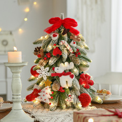 北欧スタイルのミニデスクトップ植毛クリスマスツリー装飾デスクトップ装飾品クリスマスフェルト装飾雪の木セット