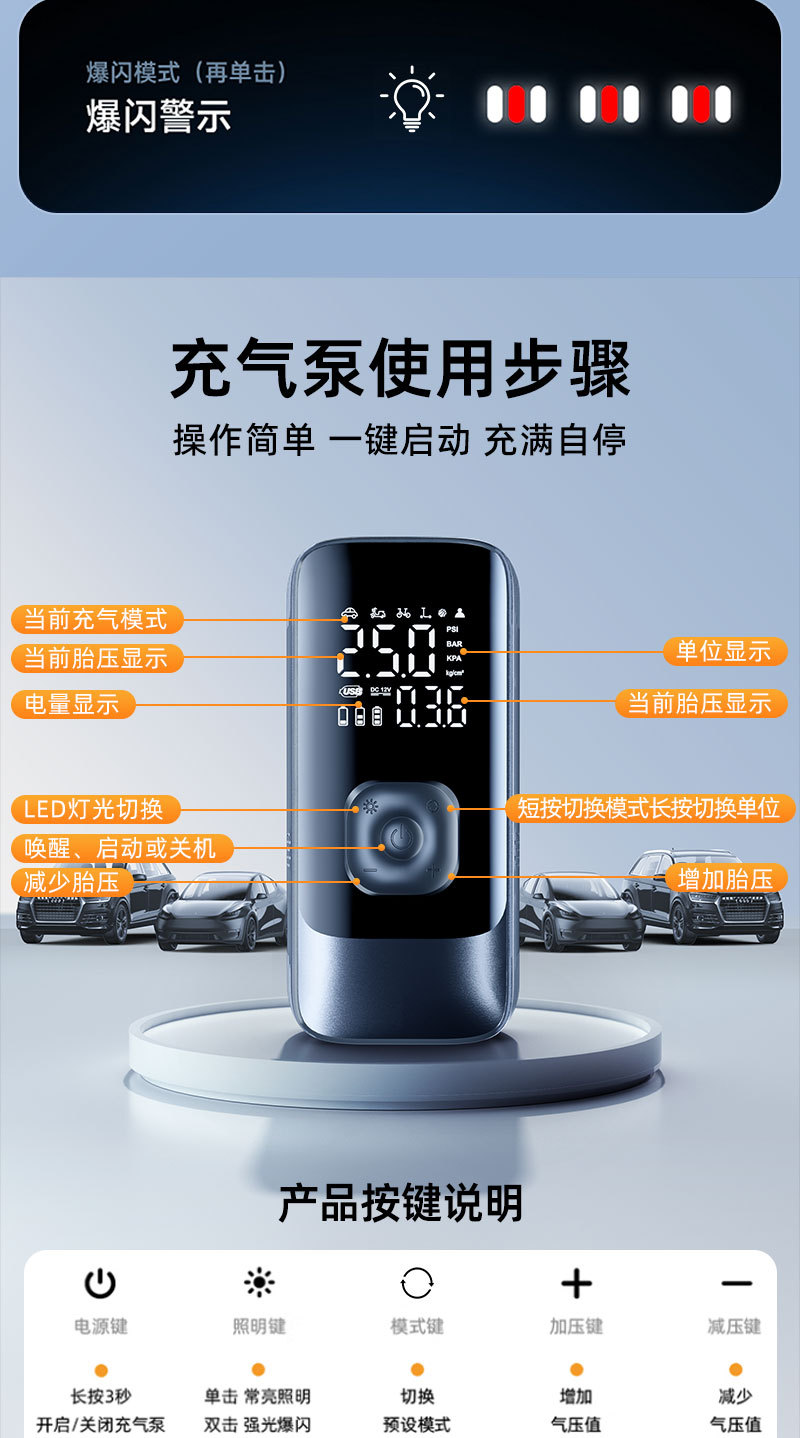 Car Wireless Air Pump Car Portable Car Electric Air Pump Suv Tire High Pressure Air Pump