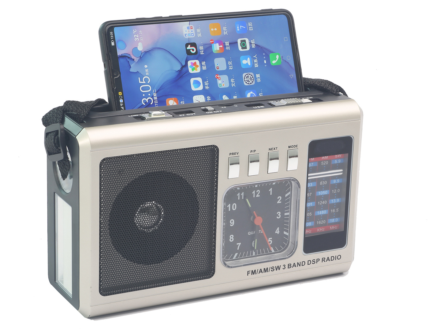 Altavoz de radio solar multifuncional de Bluetooth del YG-50US-BT de la luz de emergencia del Amazonas USB/TF/MP3