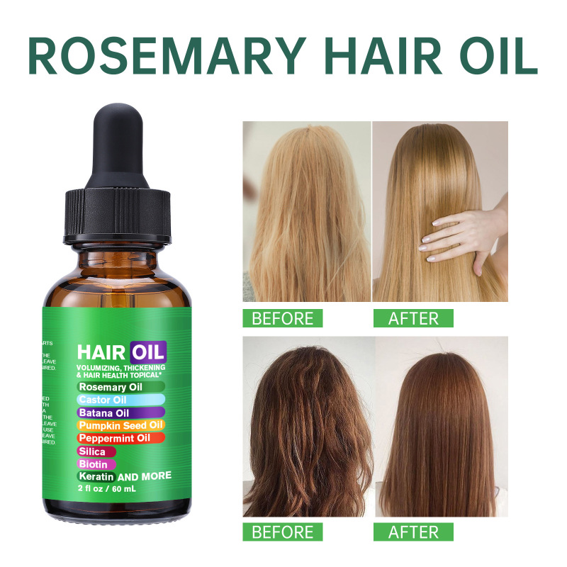 跨境TEMU  柔顺滋润发丝防毛躁 hair oil 迷迭香护发油60/100ml|undefined