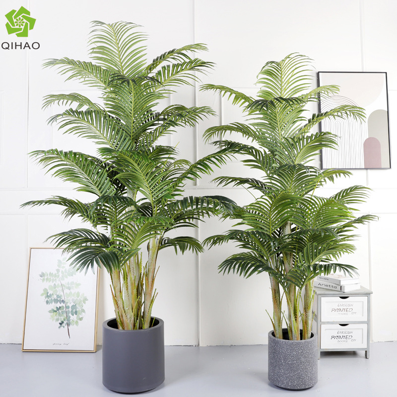 Planta Artificial Grande de Color Verde, Árbol de Girasol Fénix, Palmera Areca Artificial para Interiores, Árbol Artificial Decorativo, Planta Artificial de Girasol Fénix en Maceta