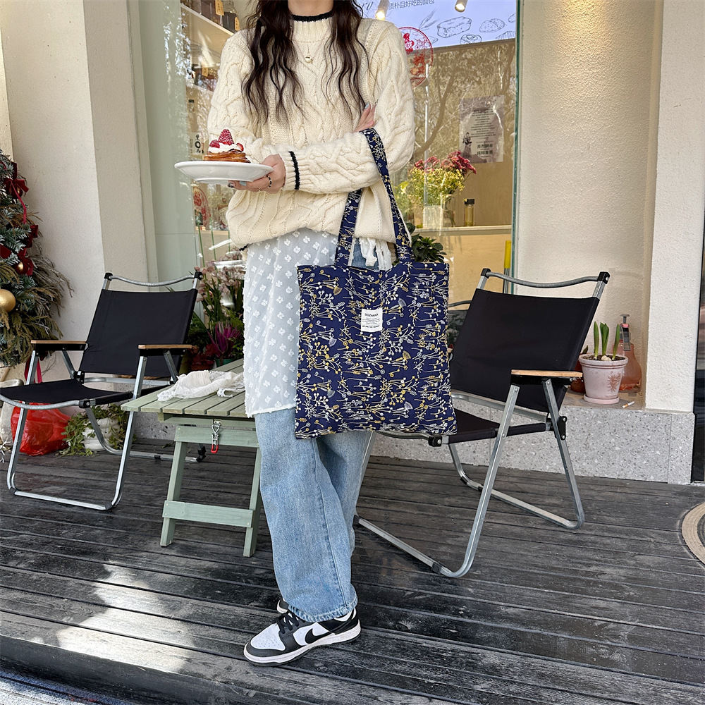43204 ins Spring/Summer New Gentle small floral starry sky single-shoulder canvas bag with large capacity for girls' study bag undefined