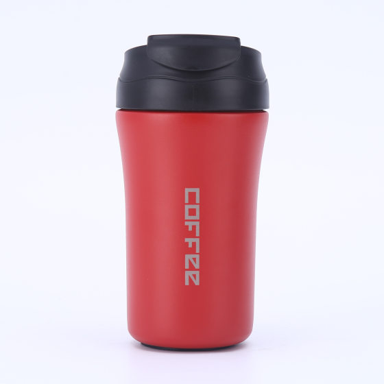 Cross-border stainless steel double-layer coffee cup insulation cold vacuum gift cup vacuum flip bounce double drinking pipette cup