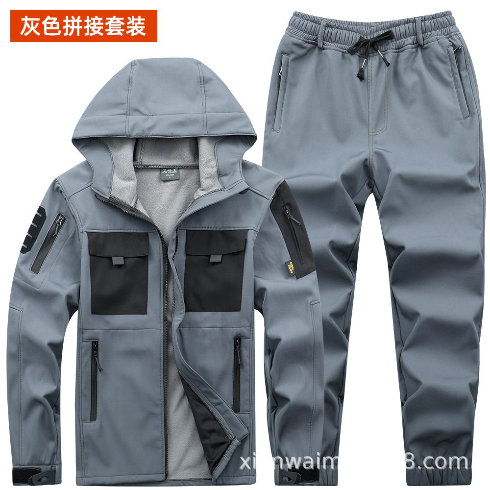 Invierno de terciopelo caliente chaqueta de asalto joven hombre ligero abrigo táctico de cáscara suave explosivo ropa de trabajo impermeable de bicicleta