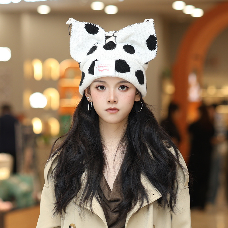 跨境针织帽男女同款可爱小猪猫耳朵针织毛线帽保暖加厚针织毛线帽|undefined