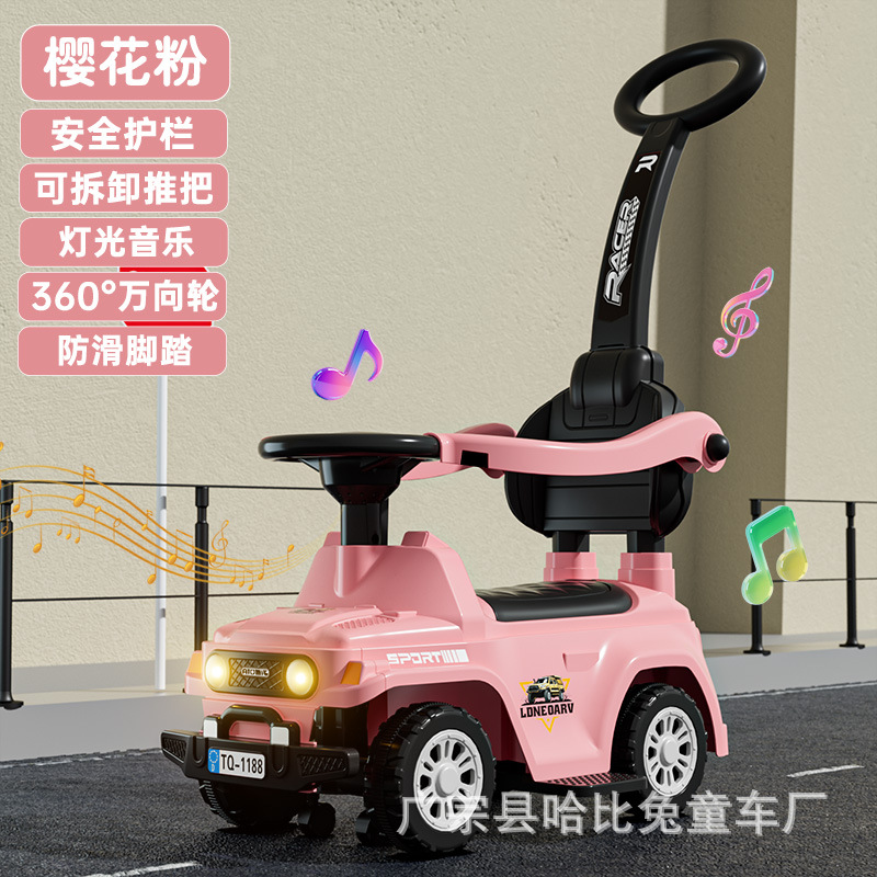 New Children's Simulation Car Four-In-One Twist Car Push Handle Guardrail Scooter Stroller Music Baby Toy Car