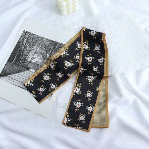 Korean version of the summer neck-covering thin, slender, narrow silk scarf for women, versatile decoration, shirt, scarf, square-angle silk scarf