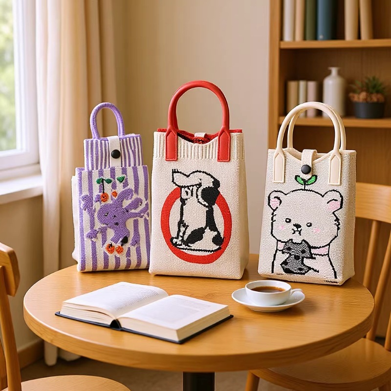 2026卡通针织手机包可爱百搭零钱包单肩斜跨包旅游出行便捷手提包