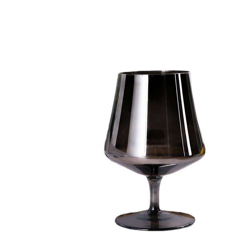 Galvanizado copa de vino negro gris ahumado copa de vino europeo banquete occidental champán cristal copa de vino