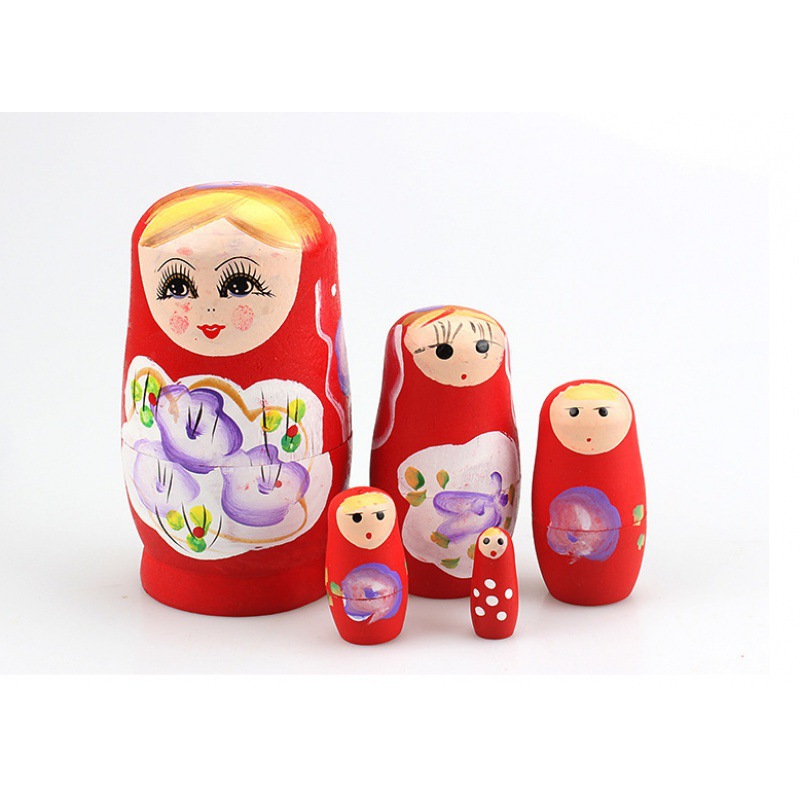 빨간색 마트료시카 세트, 5개 세트 - 프리 사이즈