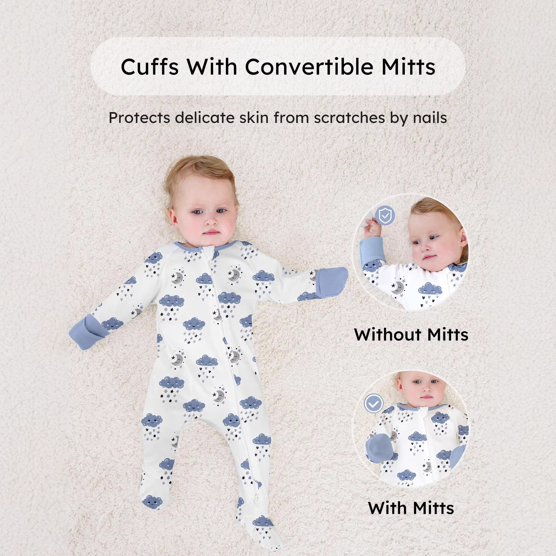 Cross-Border Amazon A-Class Pure Cotton Baby Romper Jumpsuit Unisex Two-Way Zipper Footed Sleepwear Custom-Made