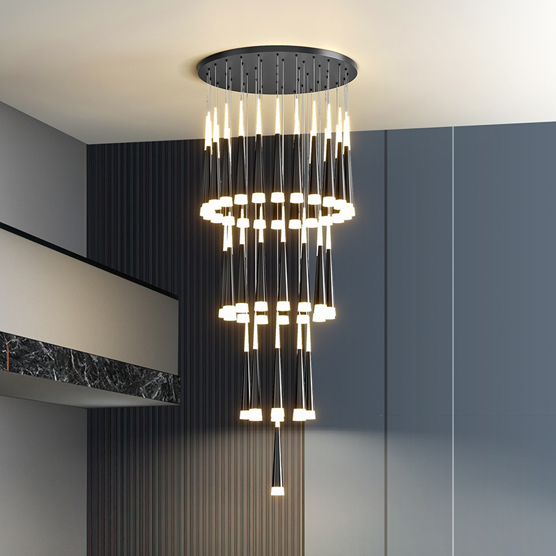 Lámparas de la sala de estar dúplex lámpara creativa larga comedor de invitados simple elegir tamaño de lámpara principal moderna dúplex edificio vacío villa