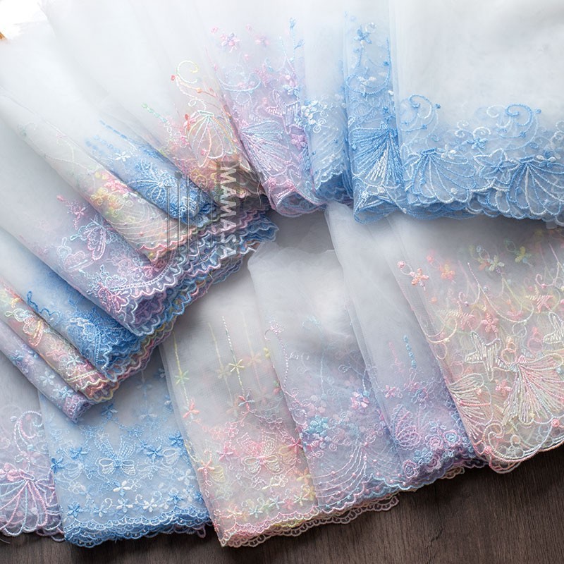 Dopamina sueño bordado de color hilo de malla encaje DIY hecha a mano lolita ropa tela accesorios para el cabello al por mayor