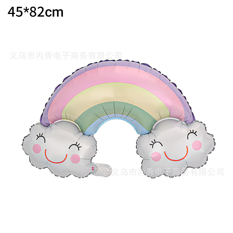 Globo de nube sonriente globo de luna de sol de dibujos animados arco iris decoración de cumpleaños modelo cara sonriente rubor globo de nube blanca