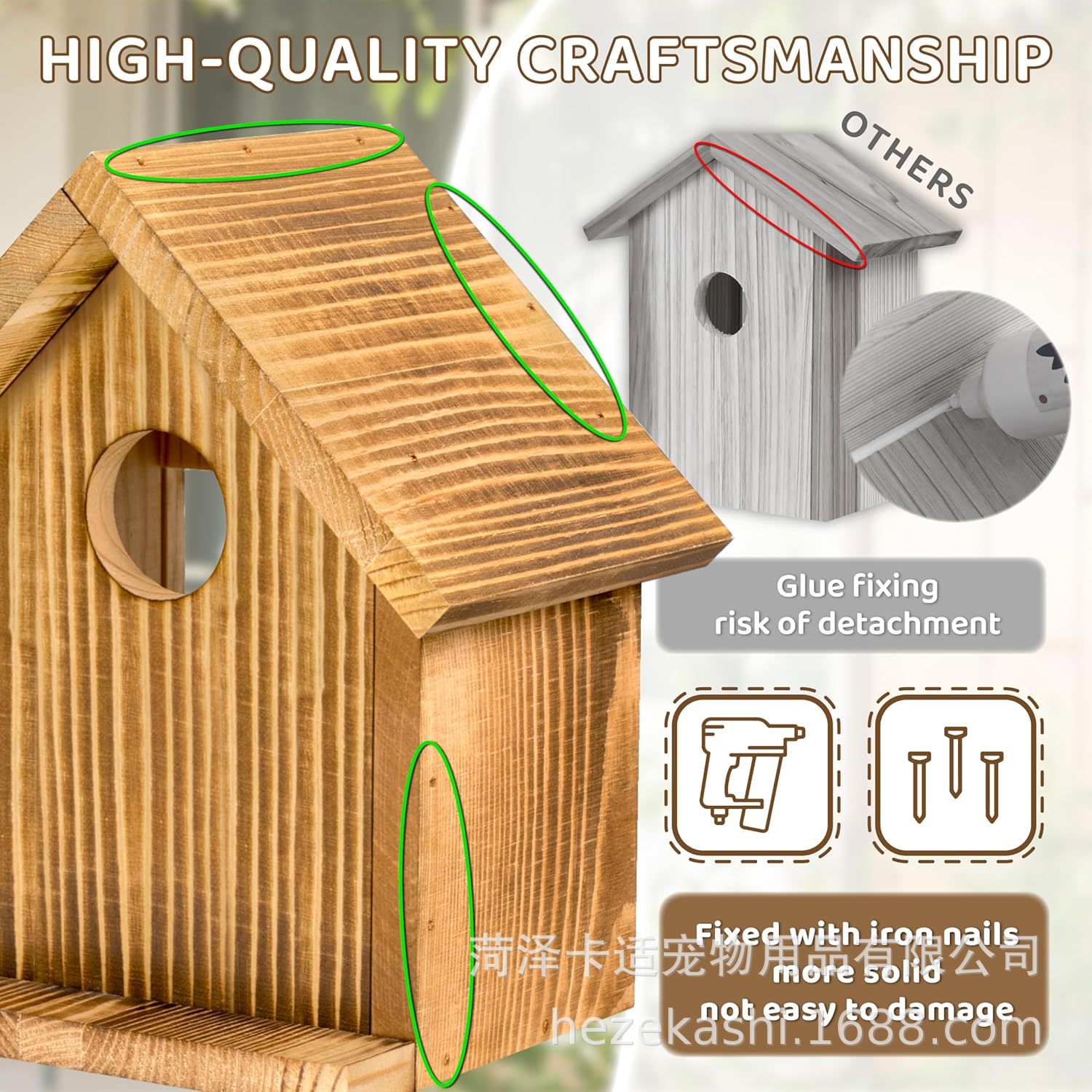 Nido de pájaros de madera ventana colgante al aire libre transparente mascota alimentador de pájaros jardín decoración de madera maciza colgante DIY nido de pájaros