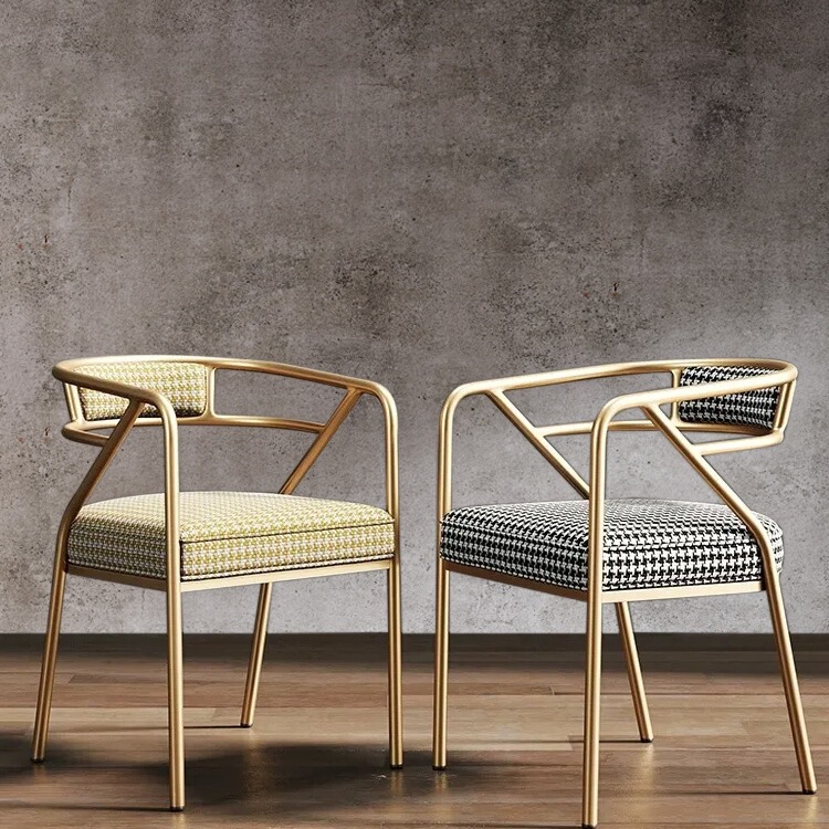 Scandinavian Light Luxury Dining Chair Home Makeup Chair Iron Backrest Chair Modern Minimalist Cafe Conference Negotiation Chair