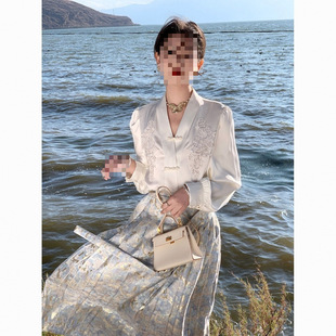 & ⇞ "Luo Yang Chun Guang Hao" New Chinese Style Women's Maqian Skirt National Style Embroidered Shirt Set Two-Piece Elegant Women's Outfit