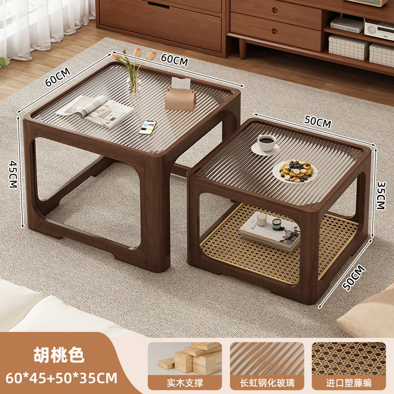 Mesa de té personalizada mesa de té de madera maciza mesa de vidrio sala de estar estante multifuncional desmontable escritorio de escritorio doméstico