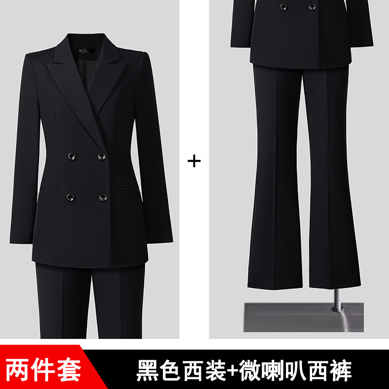 Black suit + bootcut pants