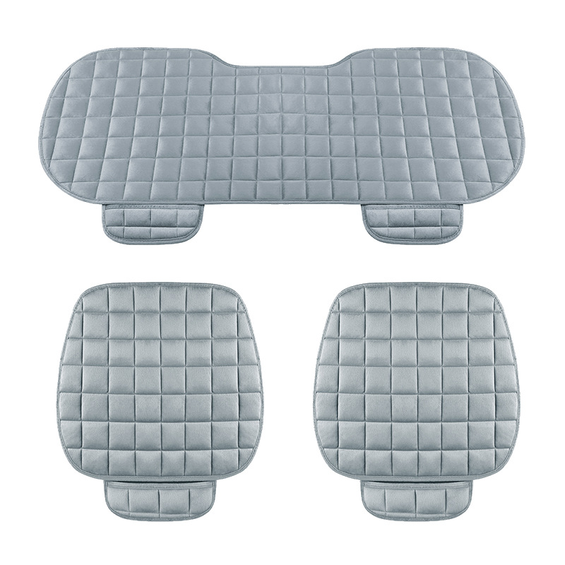 Seat cushion, seat cover – Universal Plush Car Seat - gray-three-piece-set-universal