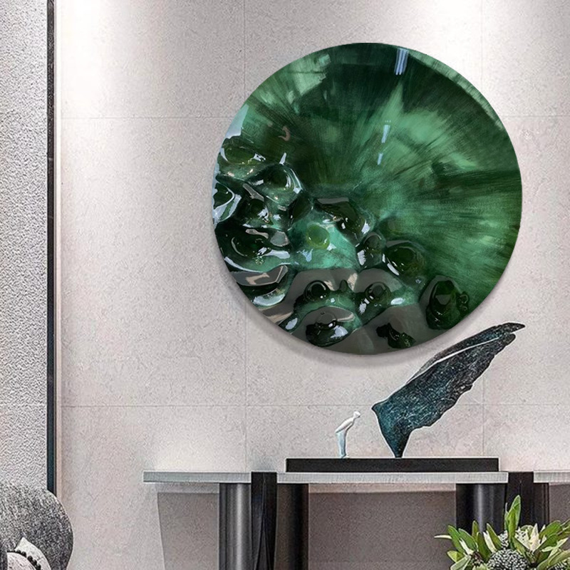 现代简约立体画客厅装饰画轻奢浮雕手绘画树脂餐厅样板间玄关挂画