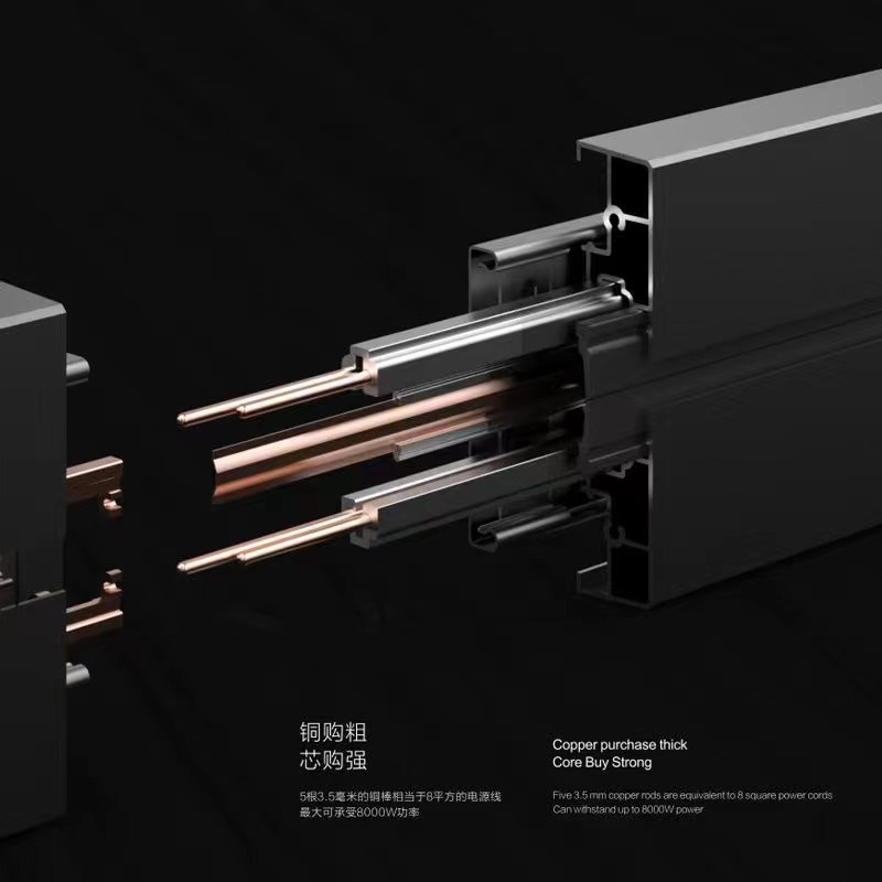 Track socket with switch, mobile sliding rail socket, British, European, American and Thai standard USB+typeC adapter, exposed and concealed